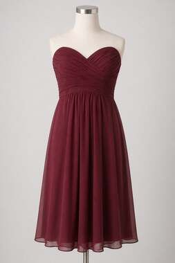 Bill Levkoff | Maroon Strapless Dress Bridesmaid Formal Fit & Flare